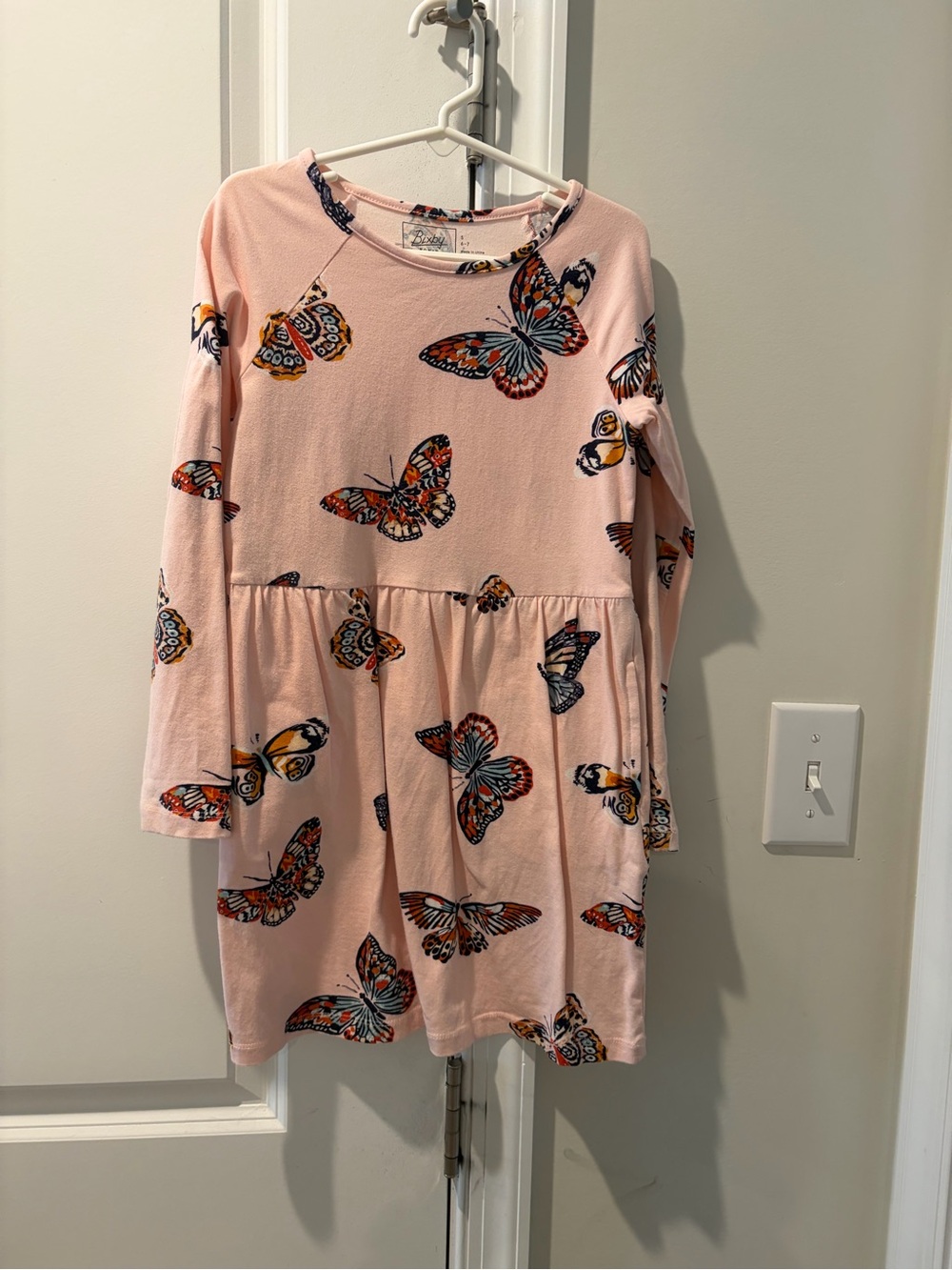 Nomad Pink Butterfly Print Long-Sleeve Casual Dress